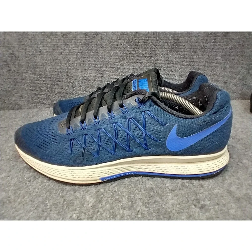 Nike Air Zoom Pegasus 32 Mens 11 Running Shoes Blue Black 749340-014 NO INSOLES